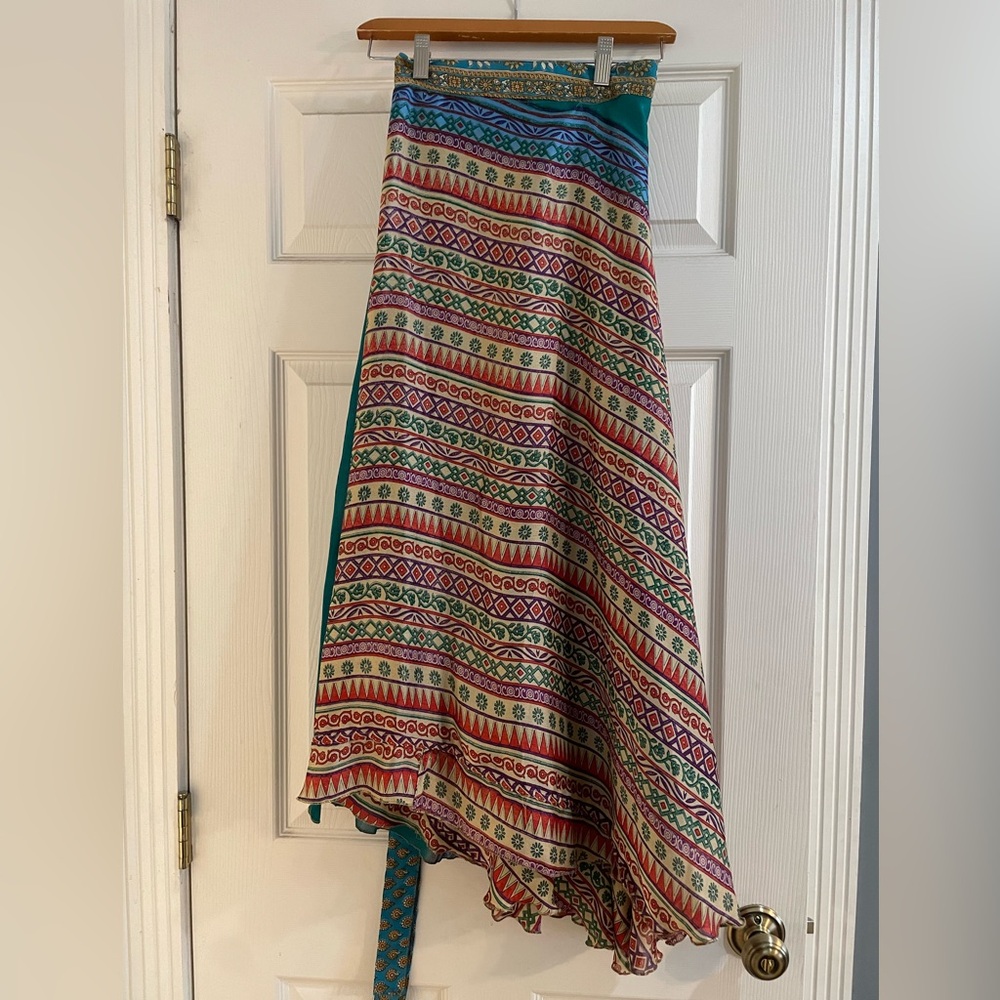 Silk Sari Wrap Skirt Reversible